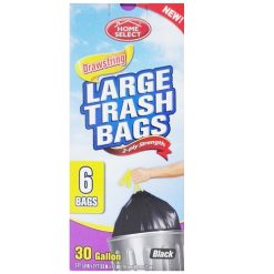 H.S Trash Bags 6ct 30 Gl Black-wholesale