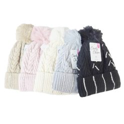 Claire Ladies Beanie Hat Asst Design-wholesale
