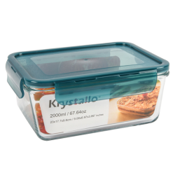 Glass Food Container 67.64oz Green Lid-wholesale