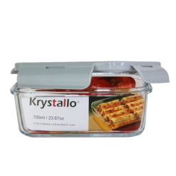 Food Container Glass 23.67oz Gray Lid-wholesale