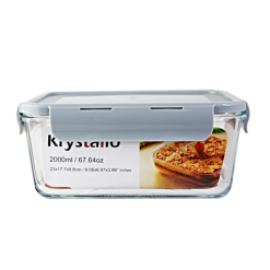 Food Container Glass 67.64oz Gray Lid-wholesale