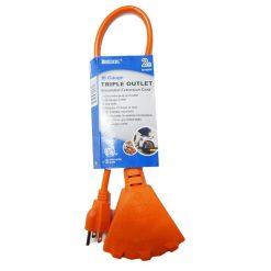 Extension Cord Triple Outlet 2ft Orange-wholesale