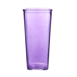 Vase Glas Sqaure 9in Pink-wholesale