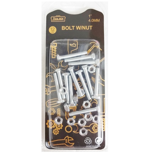 Bolt W-Nut 12pc 1in 4.0MM-wholesale Bolt W-Nut 12pc 1in 4.0MM-wholesale