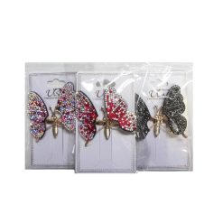 Hair Metal Clip Butterfly Asst Clrs-wholesale
