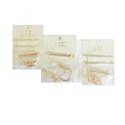 Hair Metal Clip Set 3pc Gold-wholesale