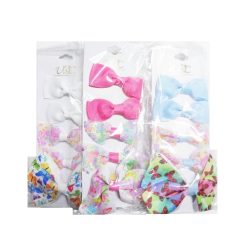 Hair Metal Snaps 5pk W-Bow Asst Clrs-wholesale