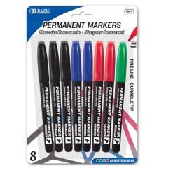 Permanent Markers 8pk Asst Clrs-wholesale