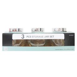 *Storage Jar Set 3pk Glass 18oz-wholesale