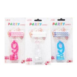 Birthday Candles #9 4pc LED Asst Clrs-wholesale