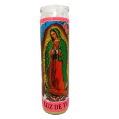 Candle 8in Pink Virgen De Guadalupe-wholesale