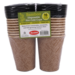 Bamboo Cups Hot-Cold 12oz 16ct W-Lids-wholesale