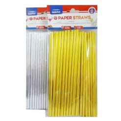 Paper Straws 50ct 8in Gold & Silver-wholesale
