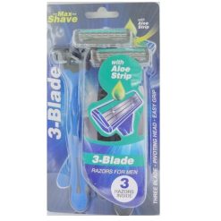 Max Shave Razor 3pk W-aloe Strip-wholesale
