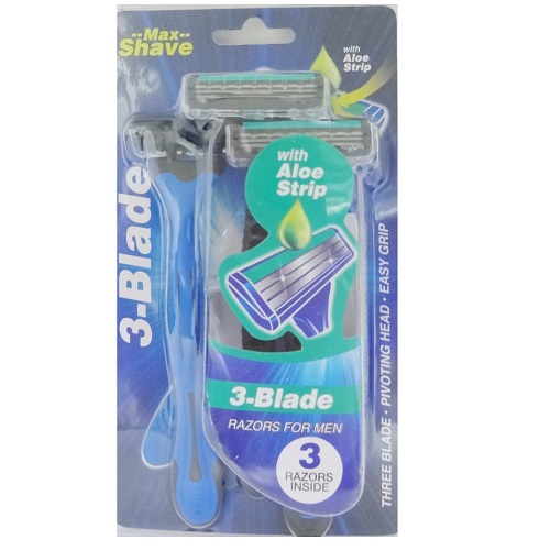 Max Shave Razor 3pk W-aloe Strip-wholesale Max Shave Razor 3pk W-aloe Strip-wholesale