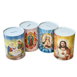 Coin Bank Tin Religious 6in Asst-wholesale