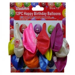 Balloons 12in 12pc Happy Birthday Asst