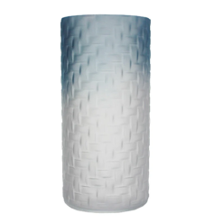 Vase Glass 9.5in Matte Blue 2-Tone-wholesale