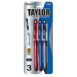 Taylor Ballpoint Pen 0.7mm 3pk Asst Clrs-wholesale