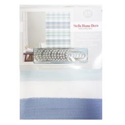 Shower Curtain Set 13pc 70X70 Blue Strps-wholesale