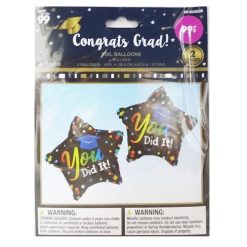 Grad You Did It Foil Ballons 2pc 14in-wholesale