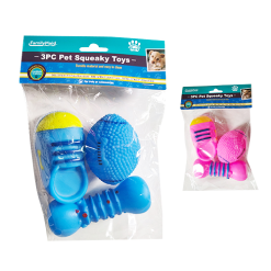 Pet Squeaky Toys 3pc Asst Clrs-wholesale