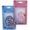 Numeric Birthday Candle #6 Asst Clrs-wholesale