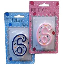 Numeric Birthday Candle #6 Asst Clrs-wholesale