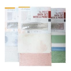 Shower Curtain Set 14pc Asst Design-wholesale