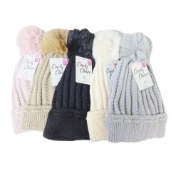 Claire Ladies Pom Pom Hat Asst-wholesale