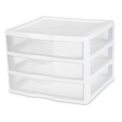 Sterilite 3 Drawer Unit Wide 12 X 12 Wht-wholesale