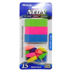 Neon Erasers 15pc Multi-Pack-wholesale