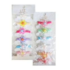 Hair Elastic Ties 6pk W-Flower Asst Clr-wholesale