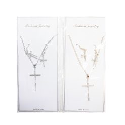 Earrings & Necklace Cross Set Asst-wholesale