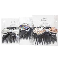 Hair Comb W-Bow 2pk Asst-wholesale