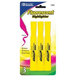 Fluorescent Highlighters 3pc Yellow-wholesale