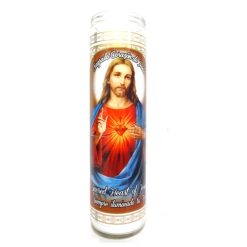 Candle 8in Corazon De Jesus White-wholesale