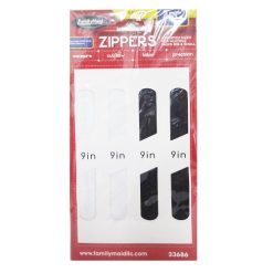 Zipper Set 4pk 9in Blck & White-wholesale