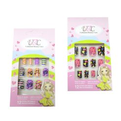 Pre-Glued Nails 12ct Kids Asst-wholesale