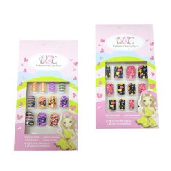 Toy Pre-Glued Nails 12ct Asst-wholesale