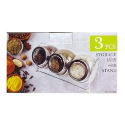 Storage Jar Set 3pc W-Metal Stand-wholesale