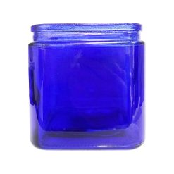 Vase Glass Cube 4.5X4.5X4.5 Blue-wholesale