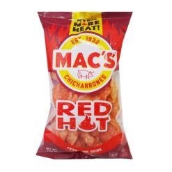 Macs Fried Pork Skins 3oz Red Hot-wholesale