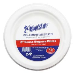 Blue Star Bagasse Plates 50ct 6in-wholesale
