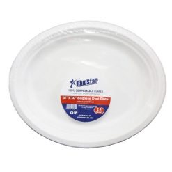 Blue Star Bagasse Oval Plates 25ct 12X10-wholesale