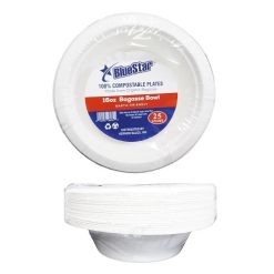 Blue Star Bagasse Bowl 25ct 16oz-wholesale
