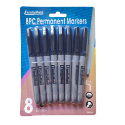 Permanent Markers 8pc Black-wholesale