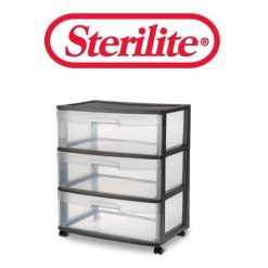 Sterilite 3 Drawer Cart Blk W-Wheels Wid-wholesale