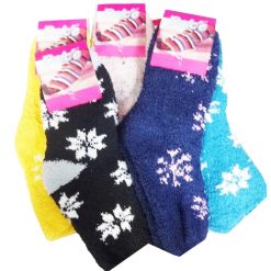 Ladies Cozy Socks Snowflake Asst Clrs-wholesale