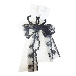 Hair Elastic Ties W-Bow Black & White-wholesale